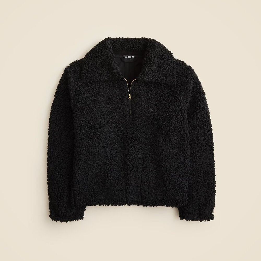 NWT J.Crew Sherpa Teddy Pullover (Black) S